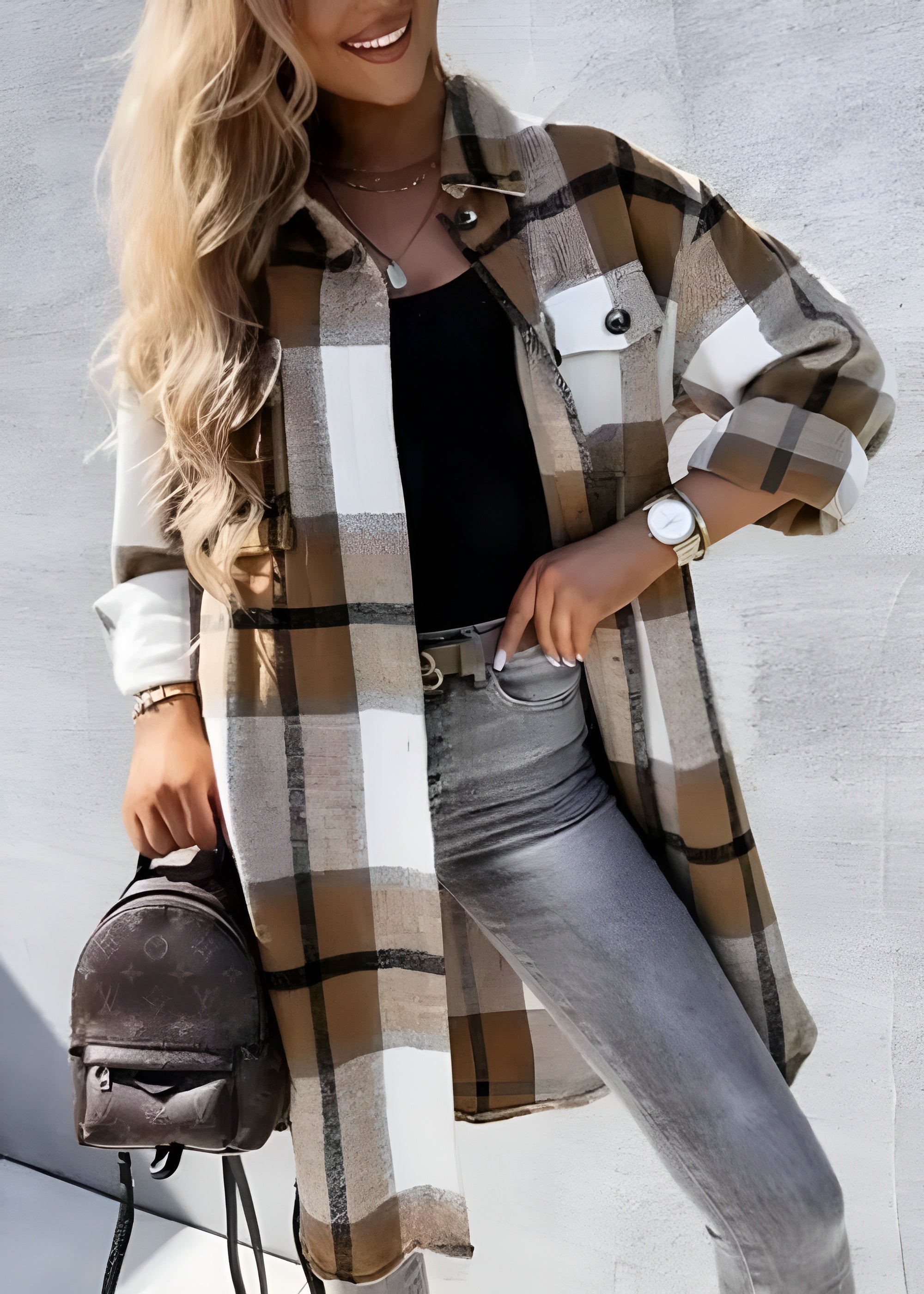 Long Sleeve Plaid Patterned Shirt-My Comfy Blouse