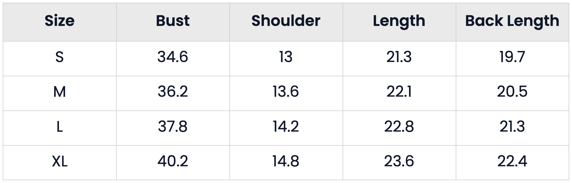 Size Chart for Crochet Knit Summer Sweater Vest Tank Top for Women
