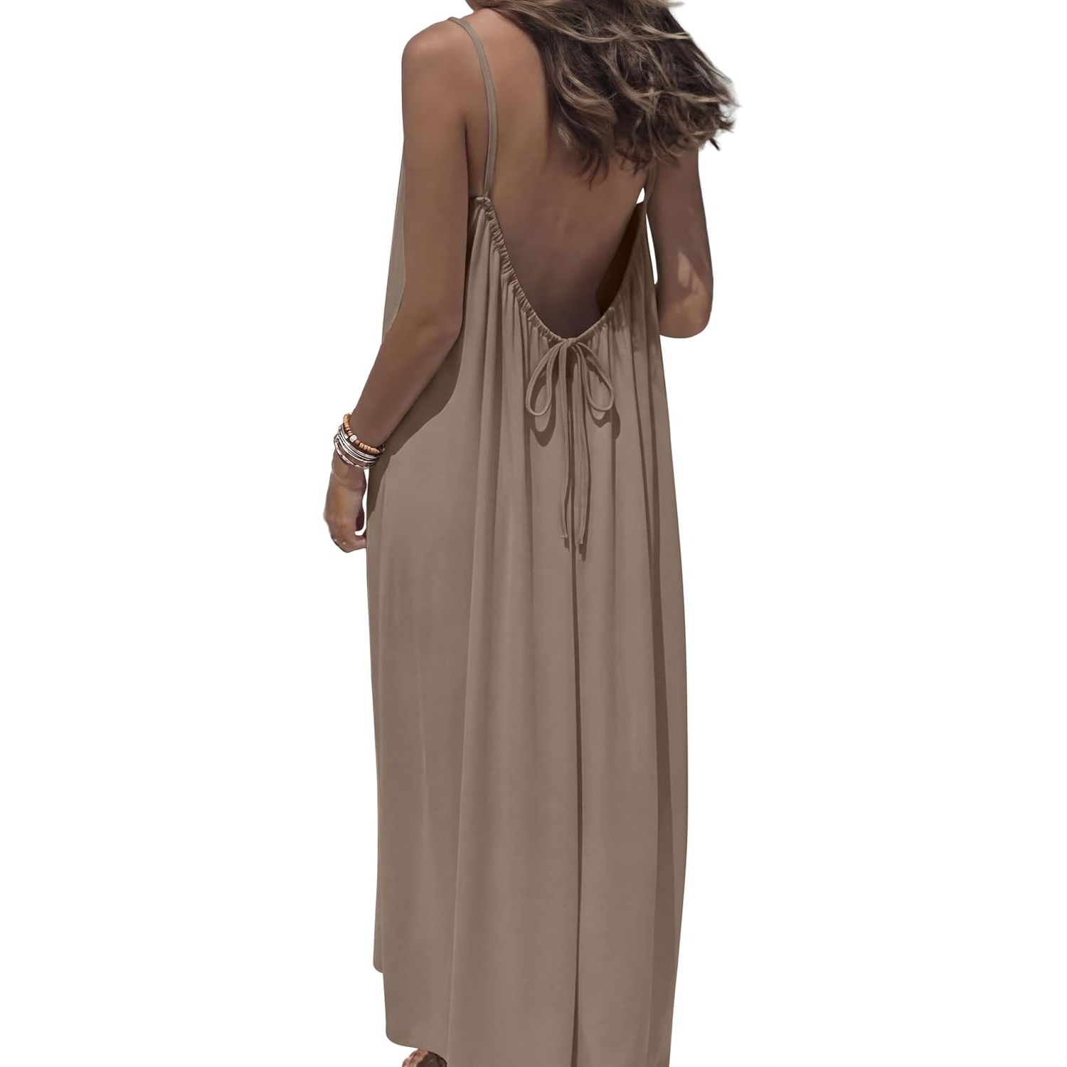 Summer Backless Spaghetti Strap Maxi Sundress For Women