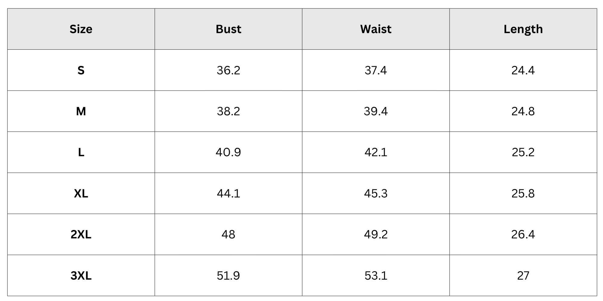 Size Chart