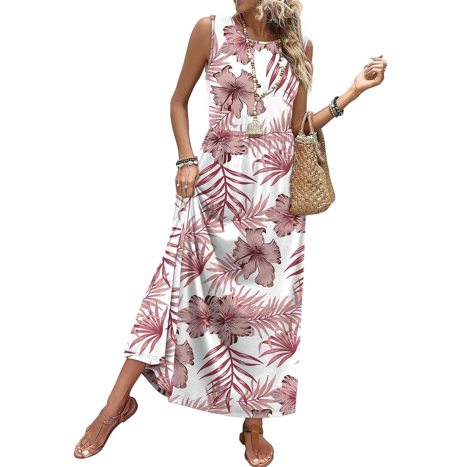 Sleeveless A Line Dress With Pockets For Women