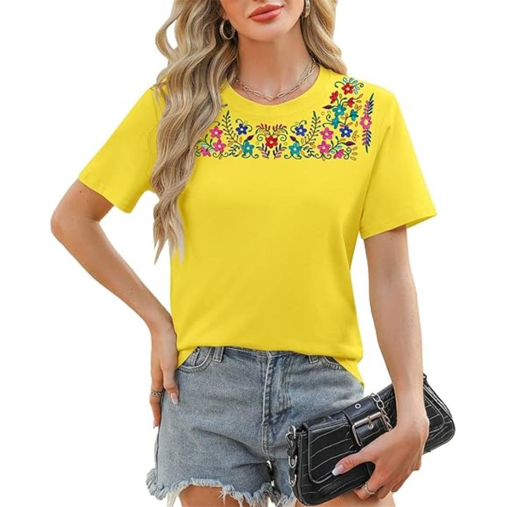 Fifa And Mexico T-shirt Casual Embroidered Party For Women