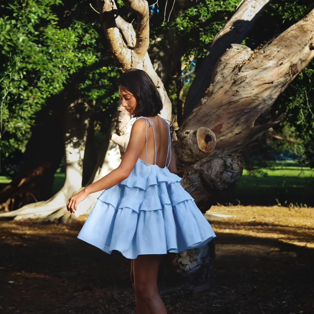 Sleeveless Mini Classic Ruffle Beach Dress For Women