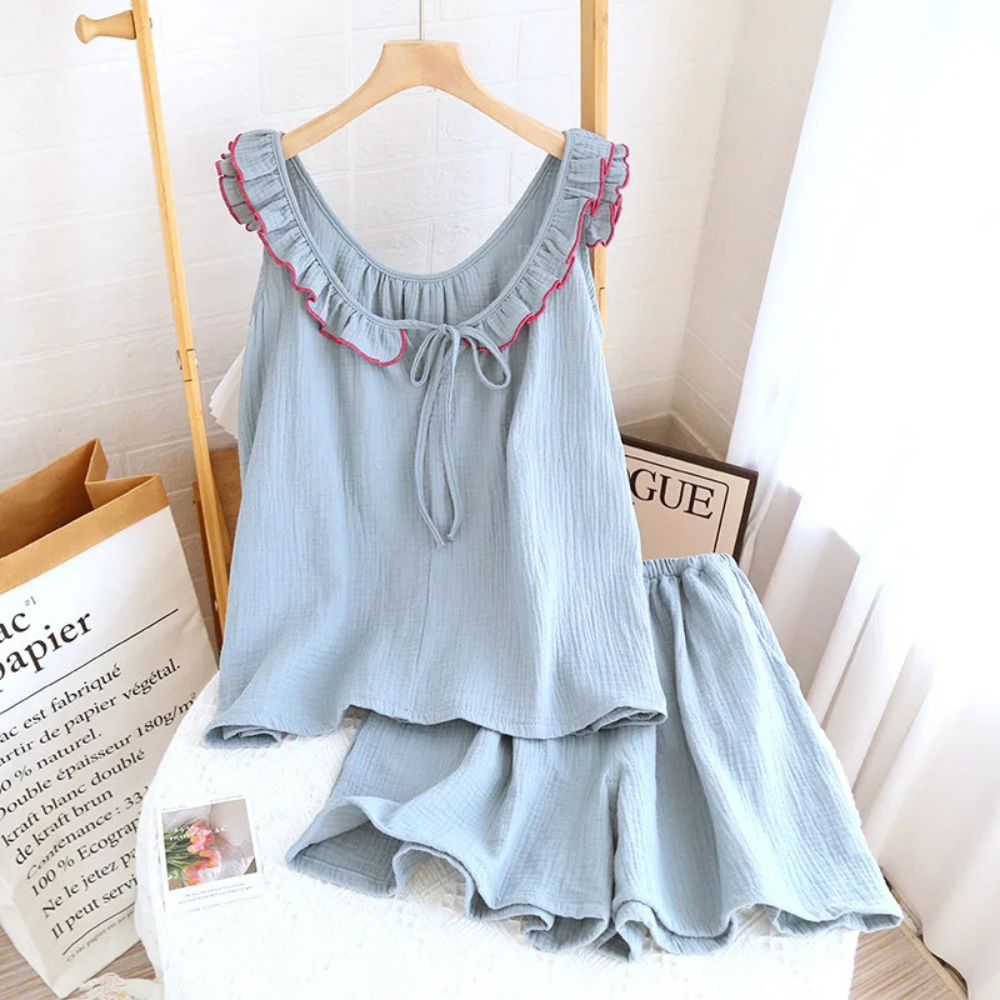 2 Piece Summer Loungewear Set With Floral Print And Loose Shorts For Women