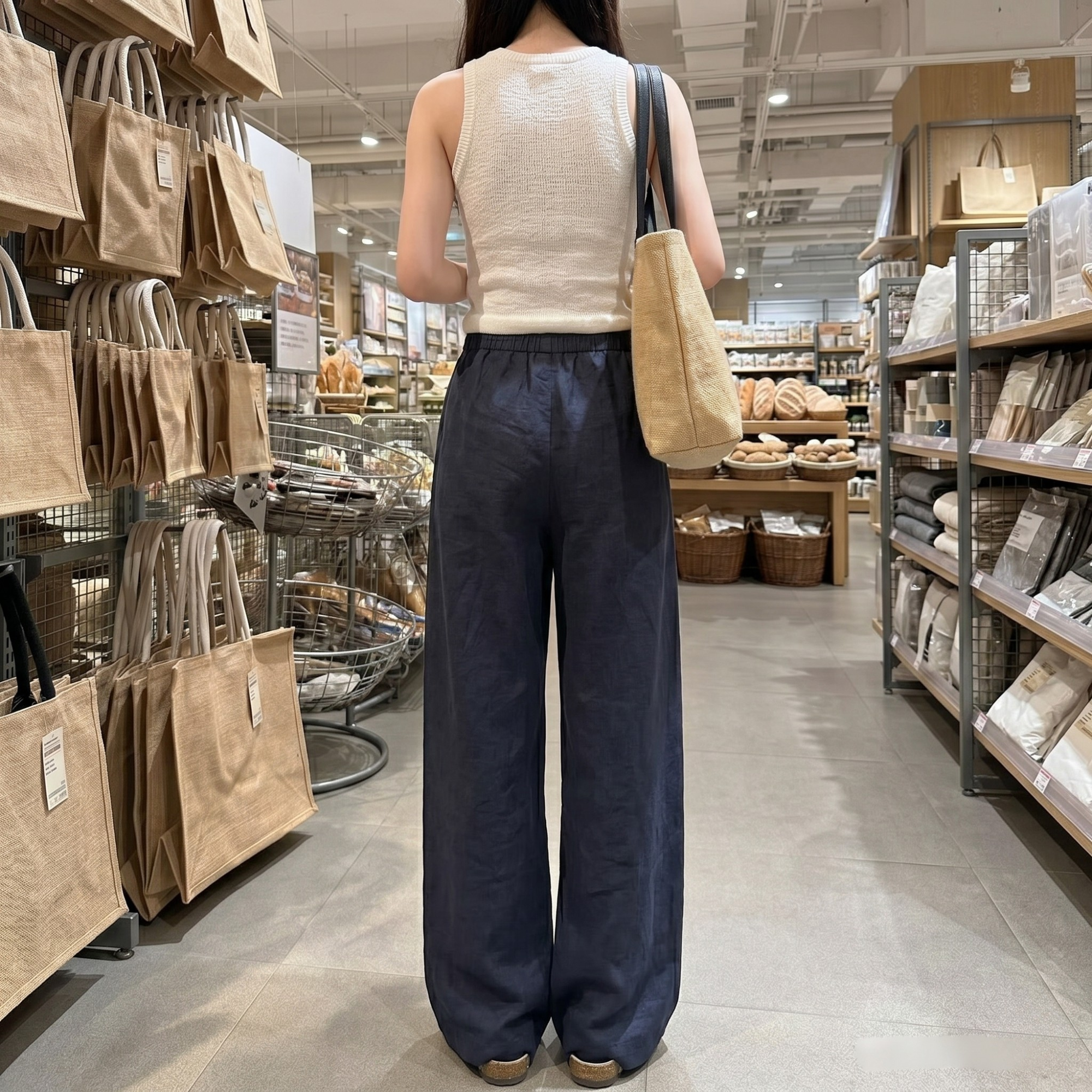 Wide High Rise Straight Fit Casual Trousers For Women 