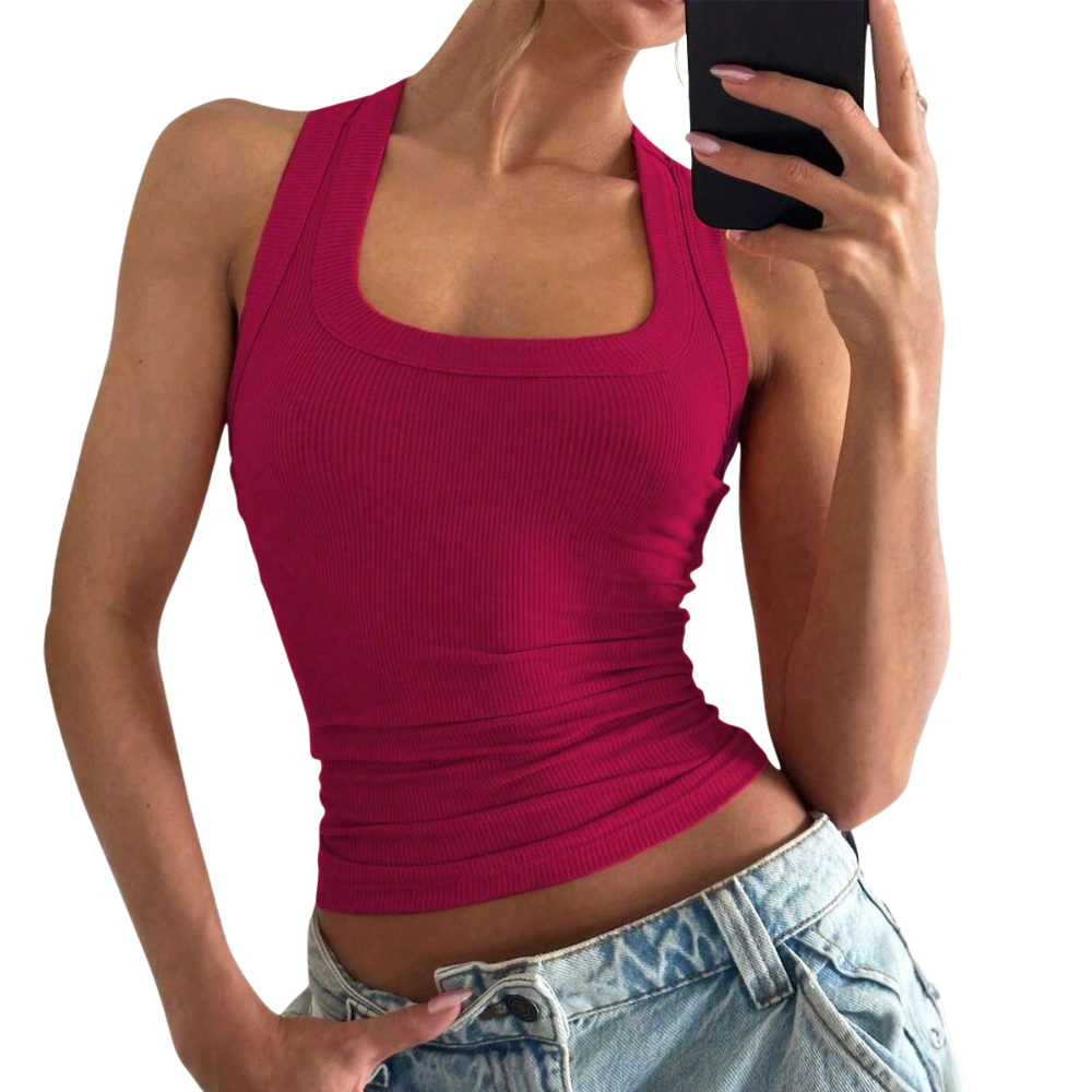 Casual Versatile Sleeveless Fit Square Crop Top For Women