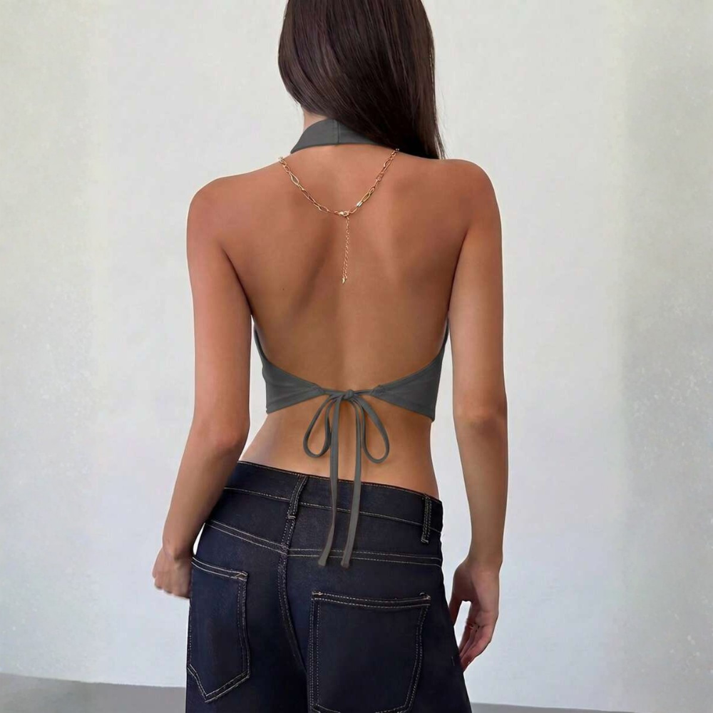 Decor Halter Backless Blouse For Summer Outings