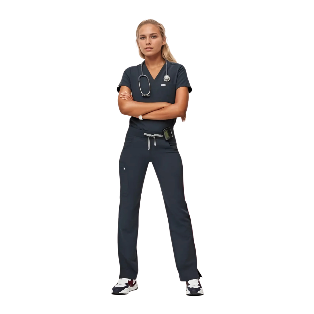 Professional Scrub Set For Women With One Pocket Top And Cargo Pants
