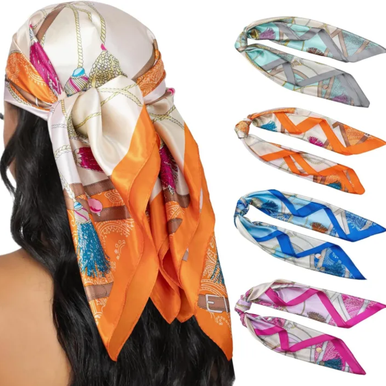 4 Pieces Square Bandana Hair Wraps For Women