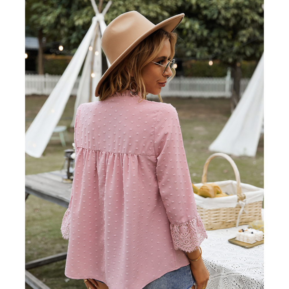 Solid V-Neck Chiffon Blouse-My Comfy Blouse