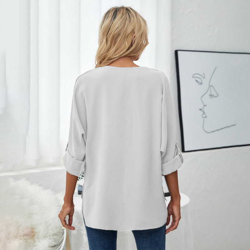 Long Sleeves V Neck Semi Formal Shirt-My Comfy Blouse