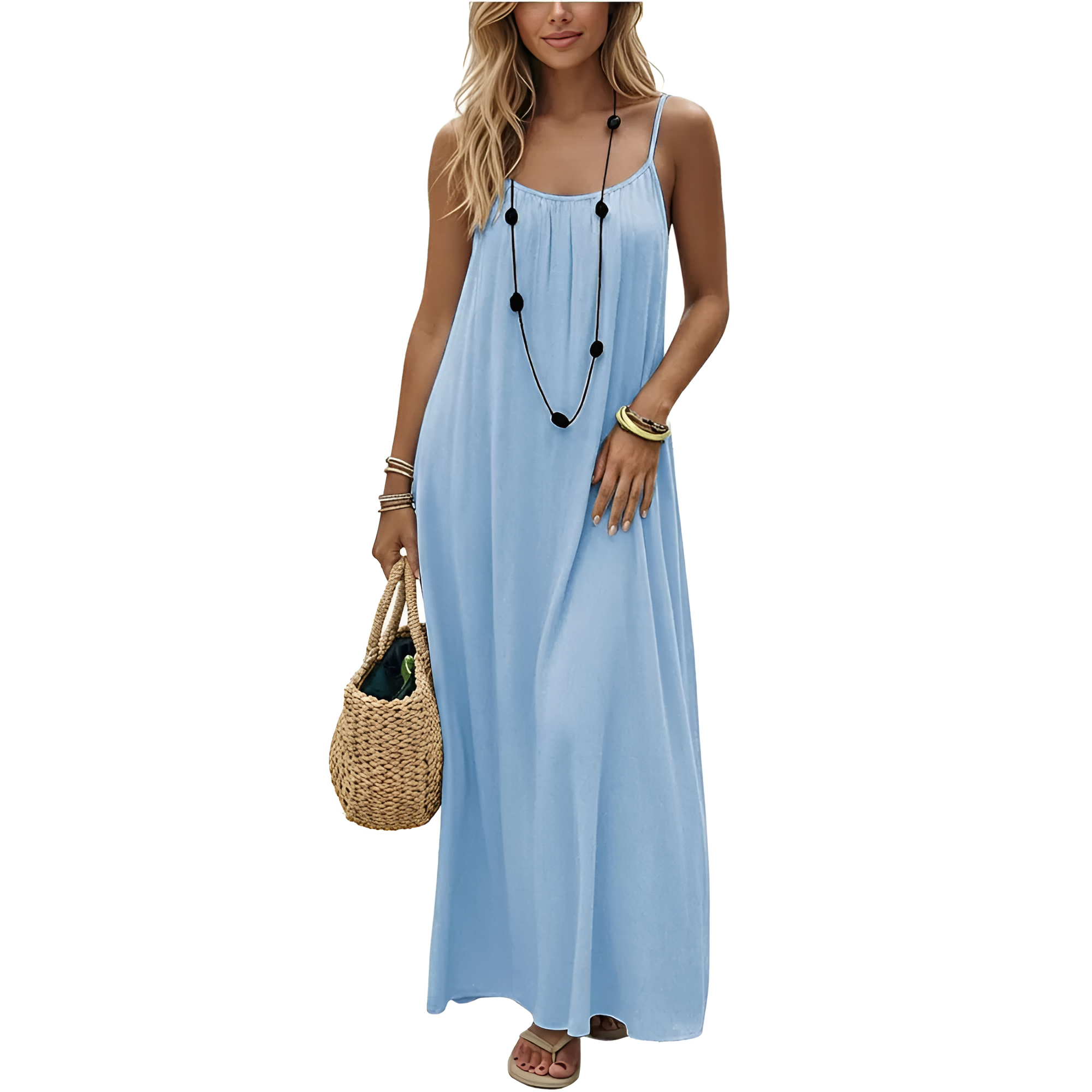 Loose Flowy Spaghetti Strap Beach Maxi Dress For Women