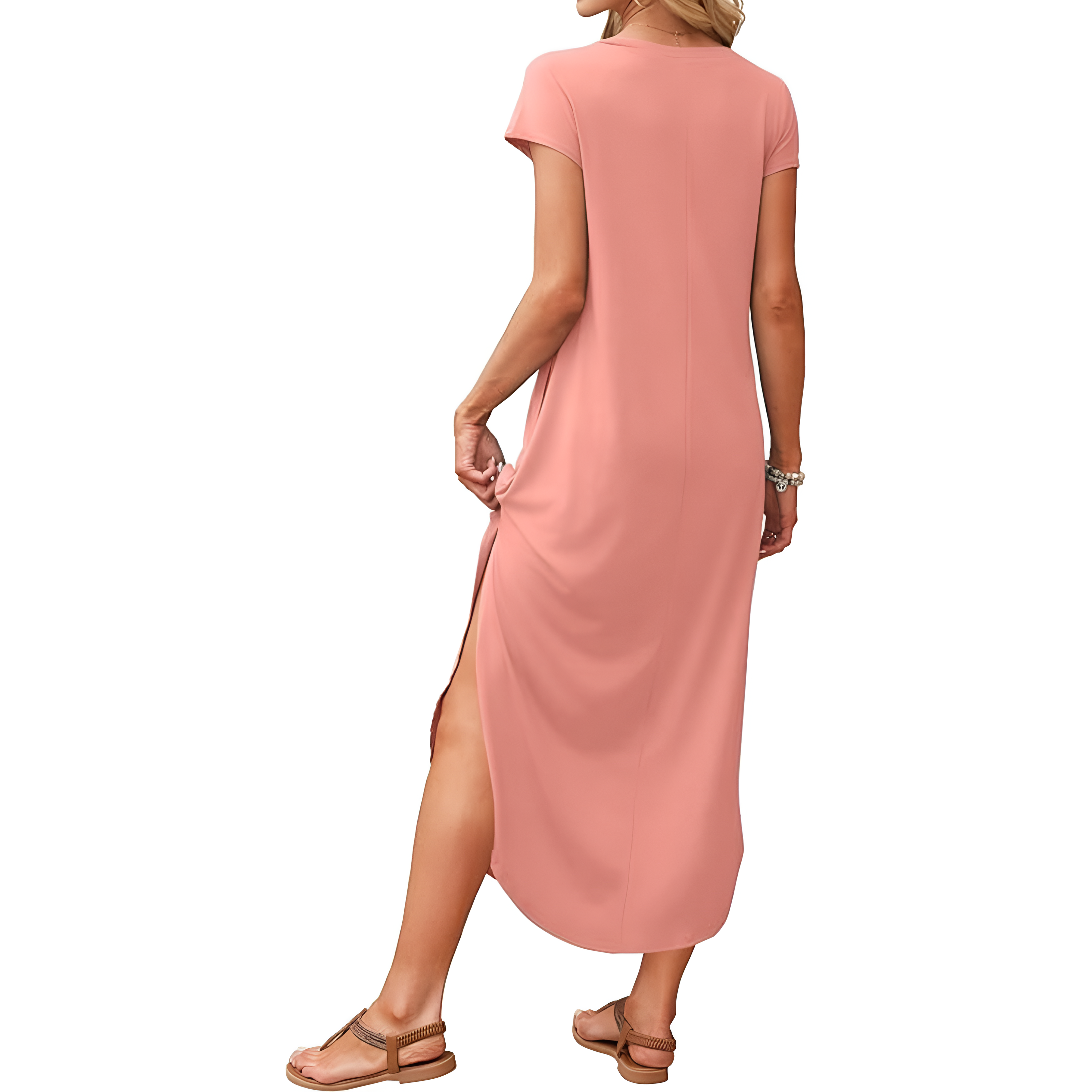 Summer And Casual V Neck Cap Sleeve Maxi For Women