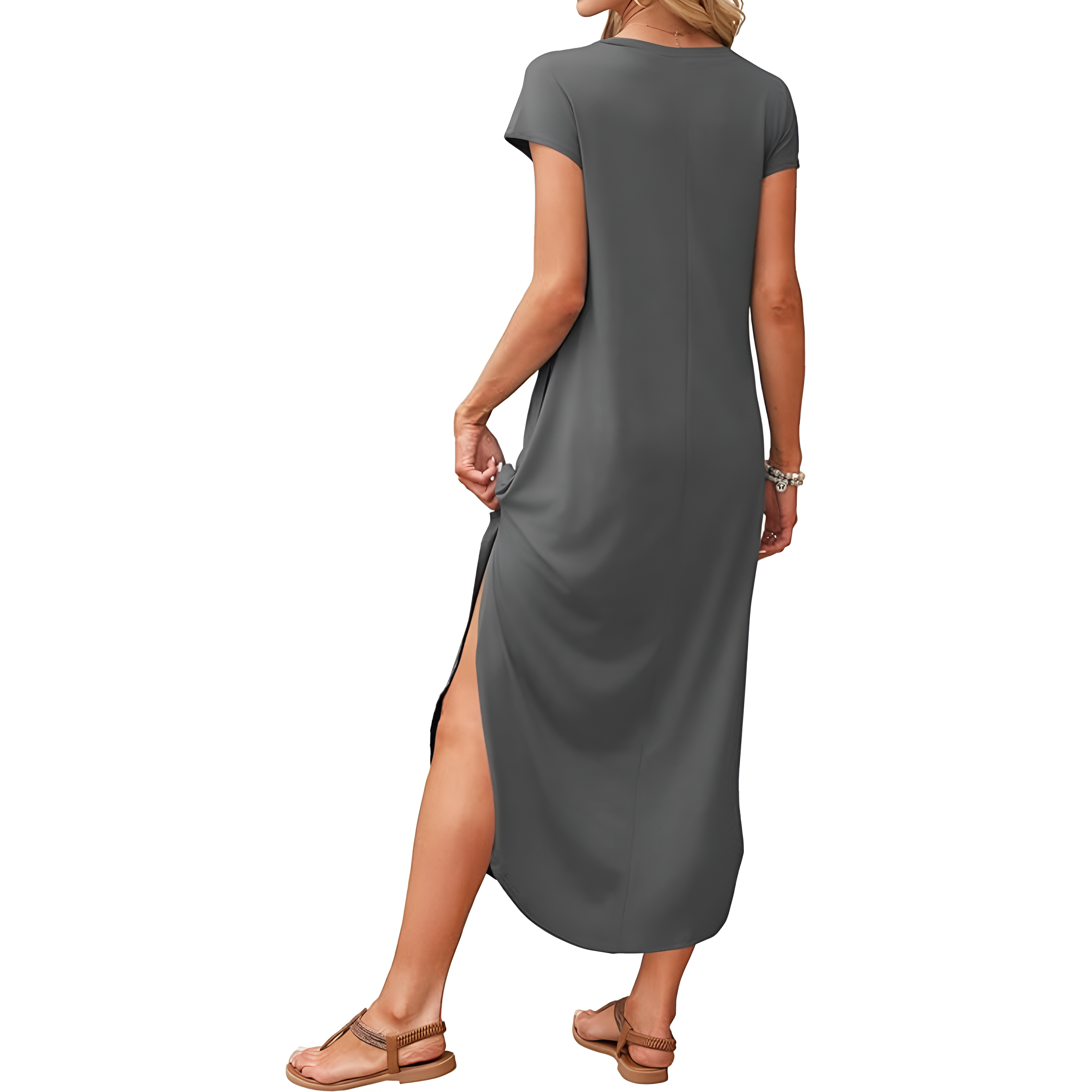 Summer And Casual V Neck Cap Sleeve Maxi For Women