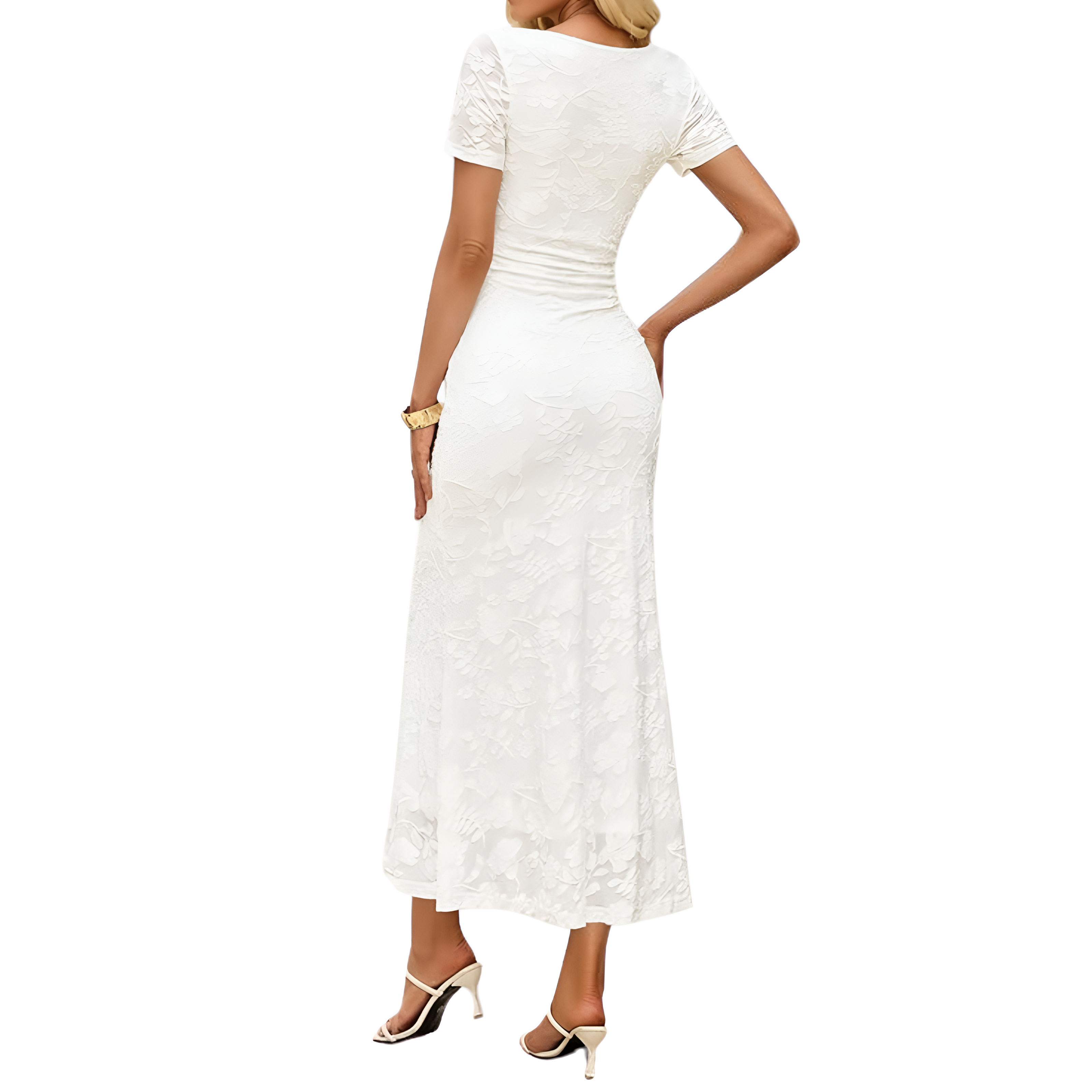 Summer And Floral Ruched Mesh Bodycon Maxi Dresses For Women