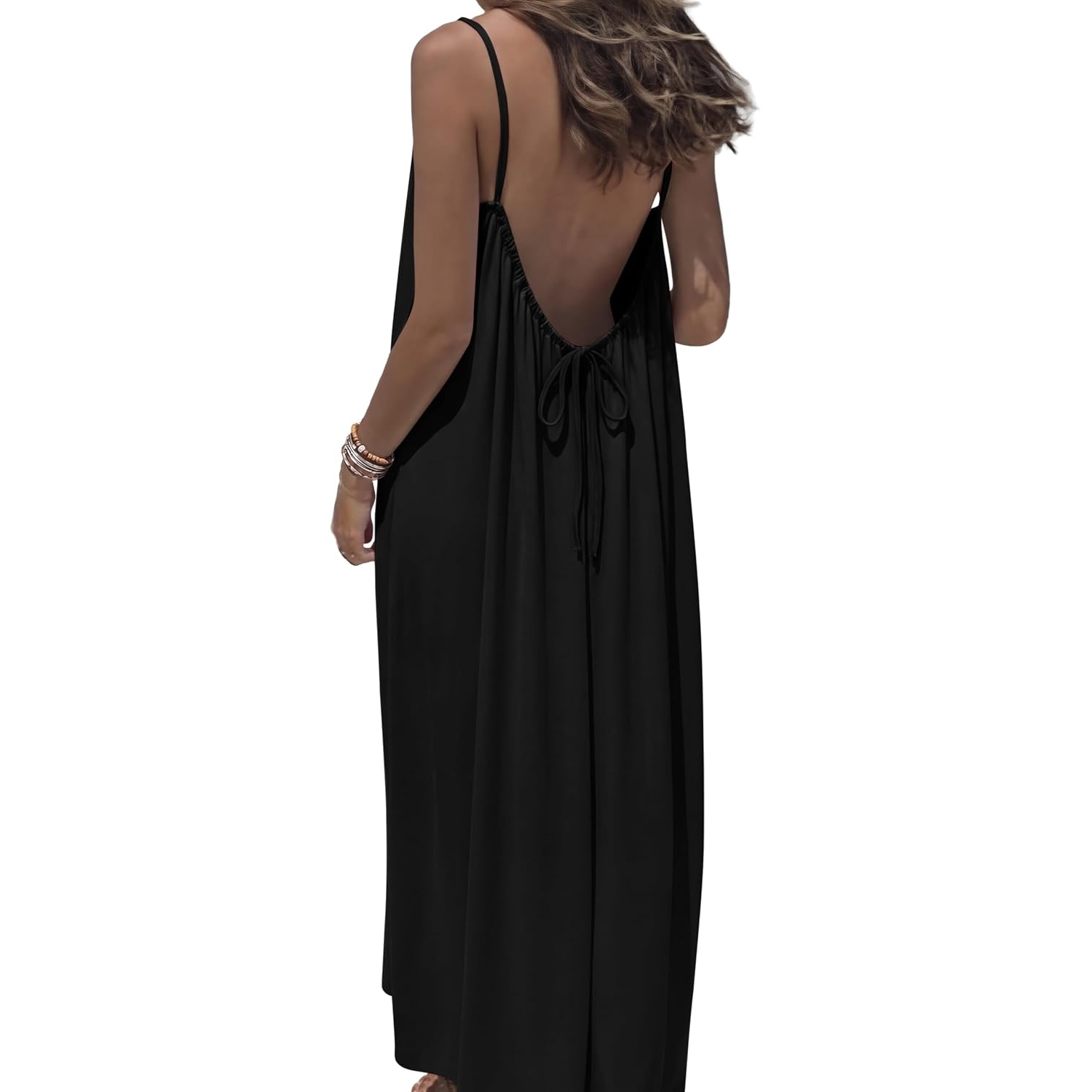 Summer Backless Spaghetti Strap Maxi Sundress For Women