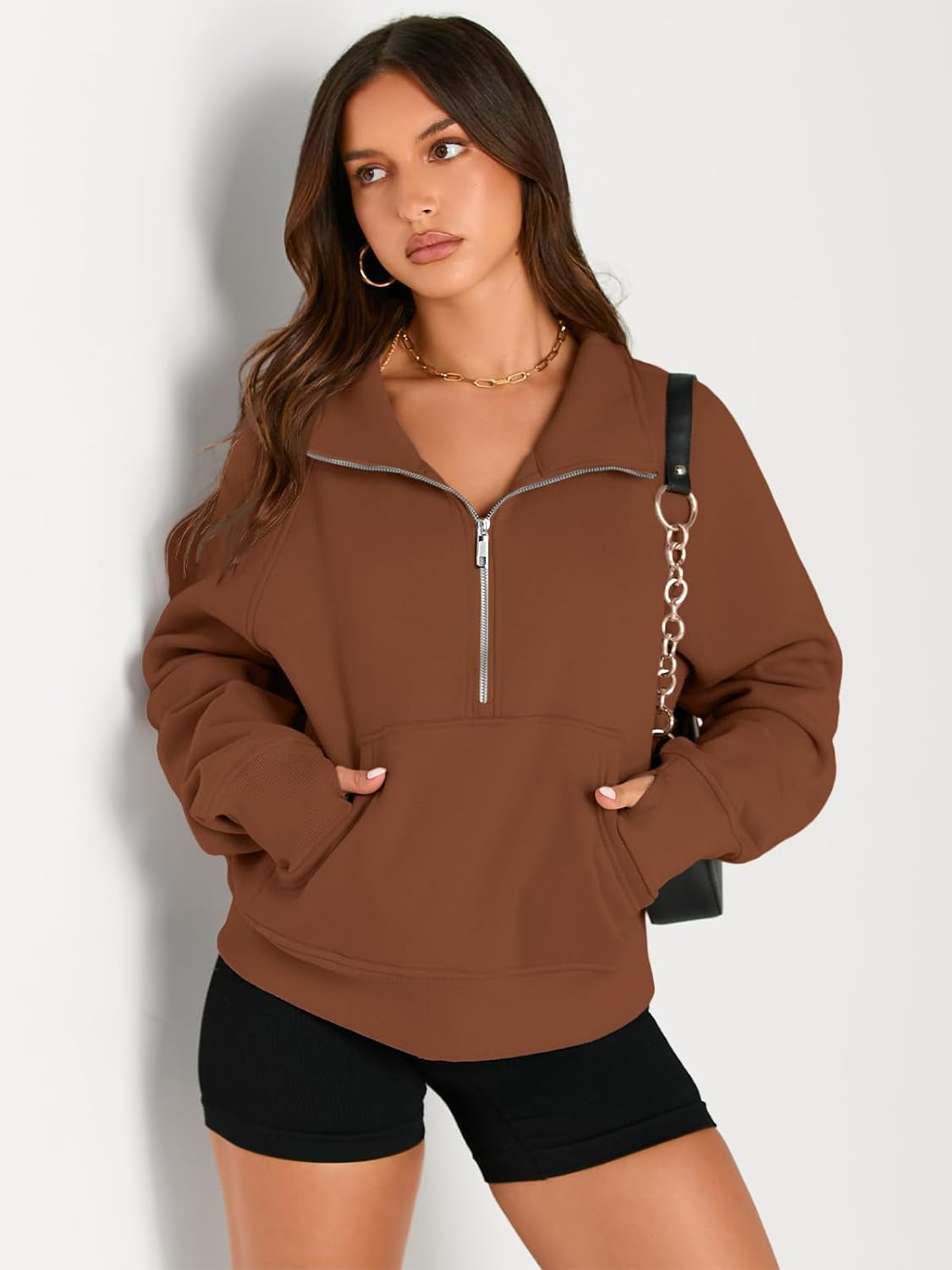 Half Zip Cropped Pullover Top-My Comfy Blouse