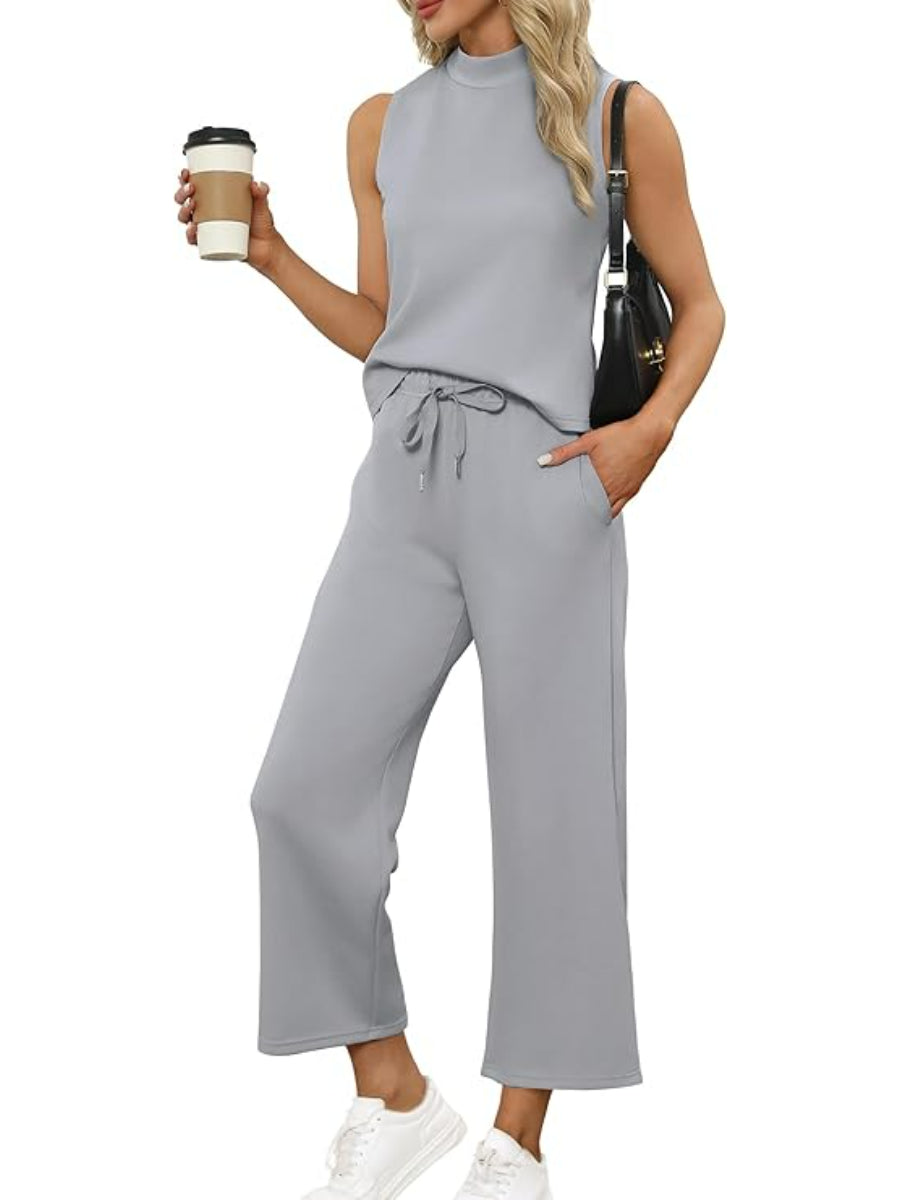 Two Piece Lounge Set With Summer Wide Pants Outfit-My Comfy Blouse