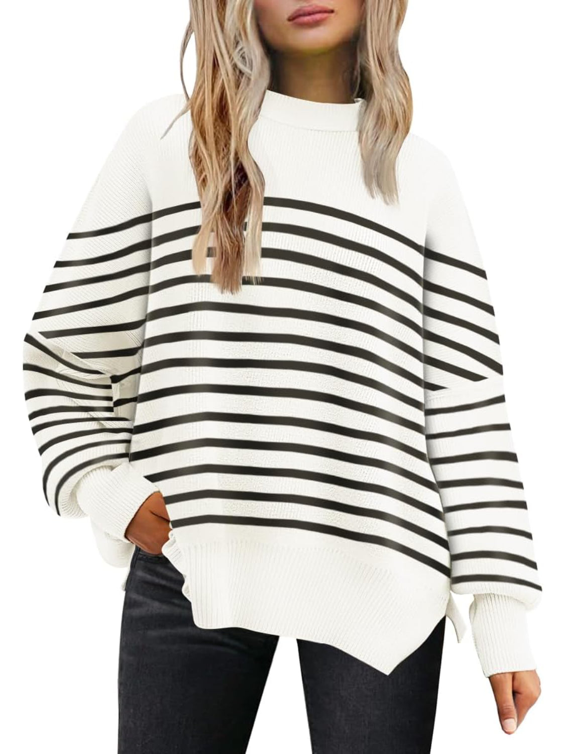 Casual Oversized Batwing Knit Sweater-My Comfy Blouse