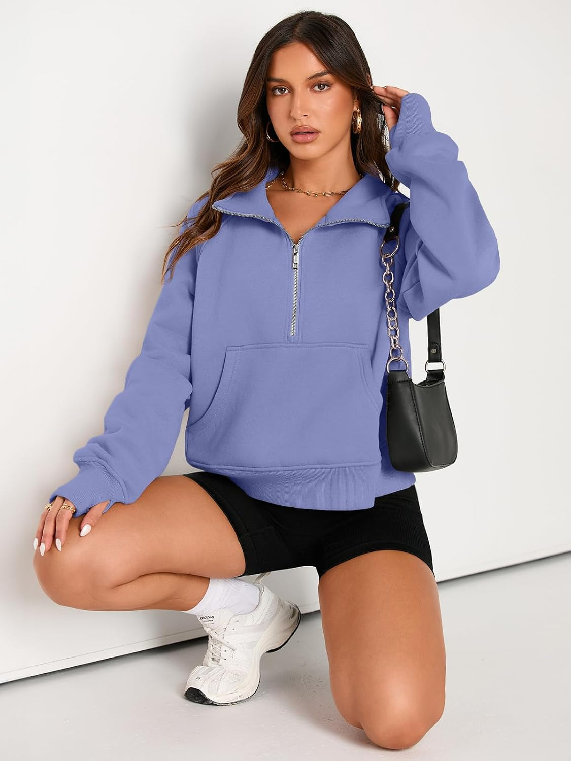 Cozy Half Zip Cropped Pullover Top-My Comfy Blouse