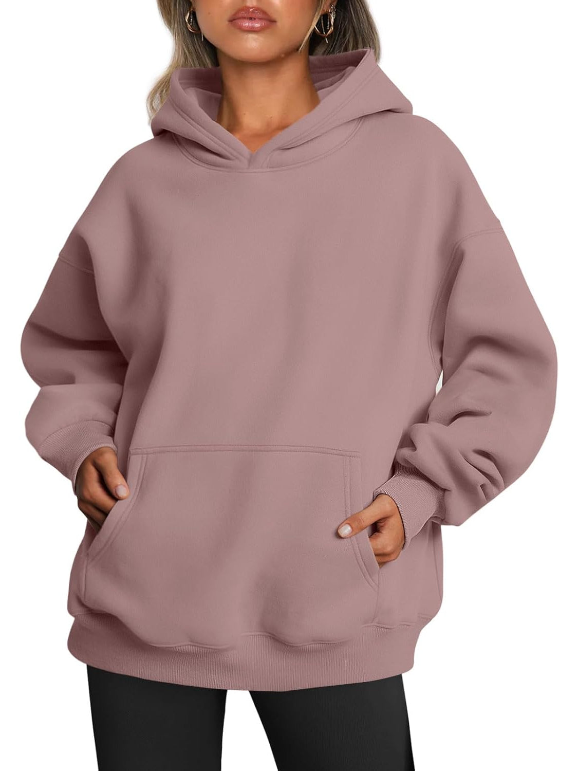 Plain Long Sleeve Fleece Hoodie For Woman-My Comfy Blouse