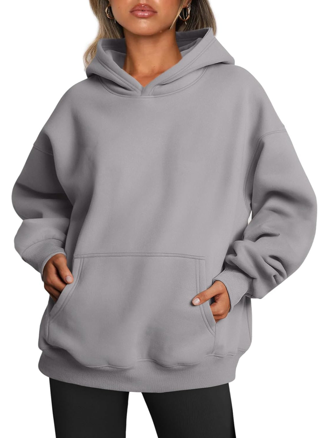 Plain Long Sleeve Fleece Hoodie For Woman-My Comfy Blouse