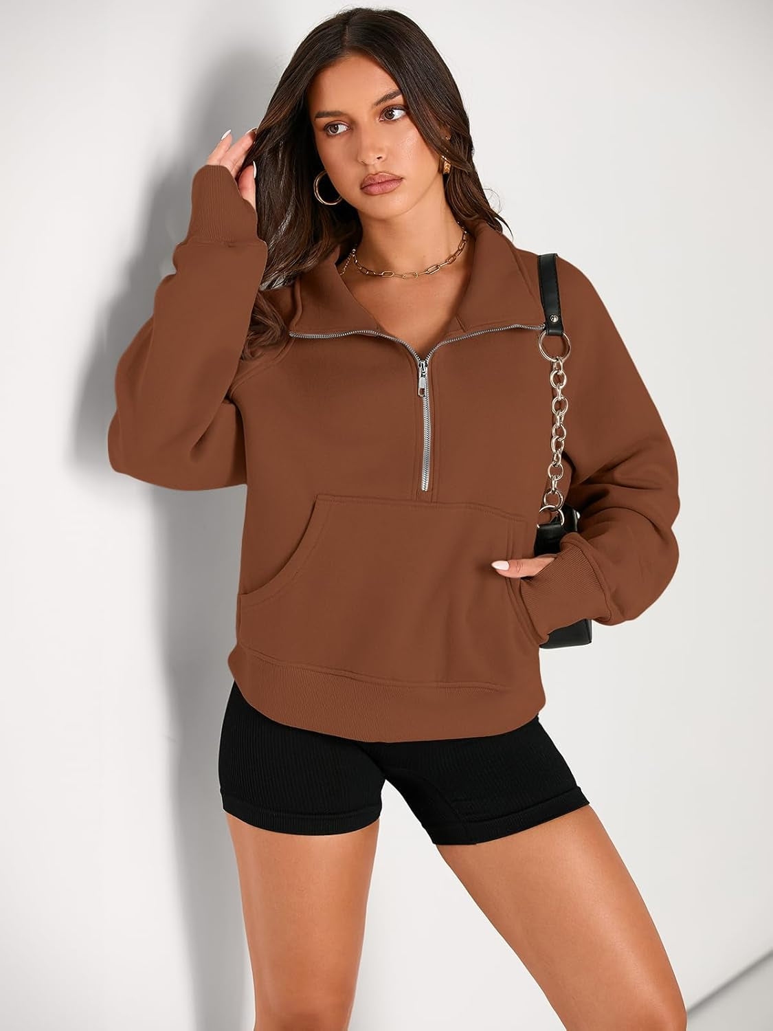 Half Zip Cropped Pullover Top-My Comfy Blouse