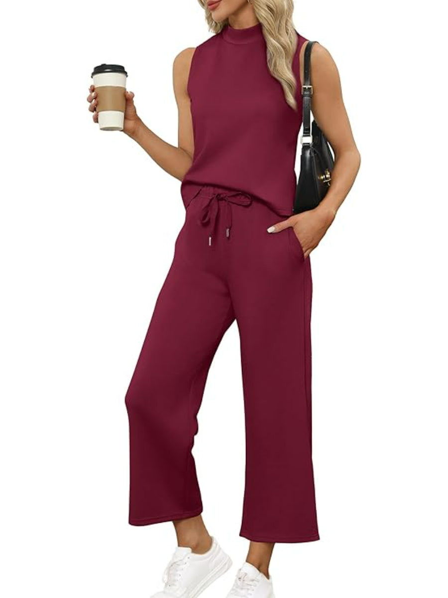 Two Piece Lounge Set With Summer Wide Pants Outfit-My Comfy Blouse