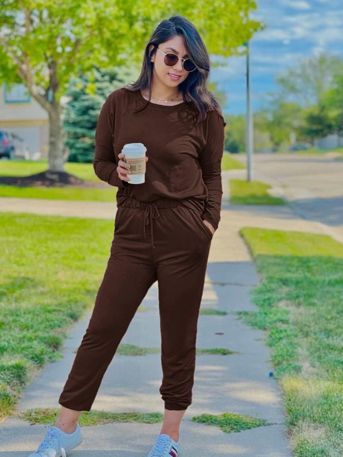 2 Piece Long Sleeve Lounge Outfit Set-My Comfy Blouse