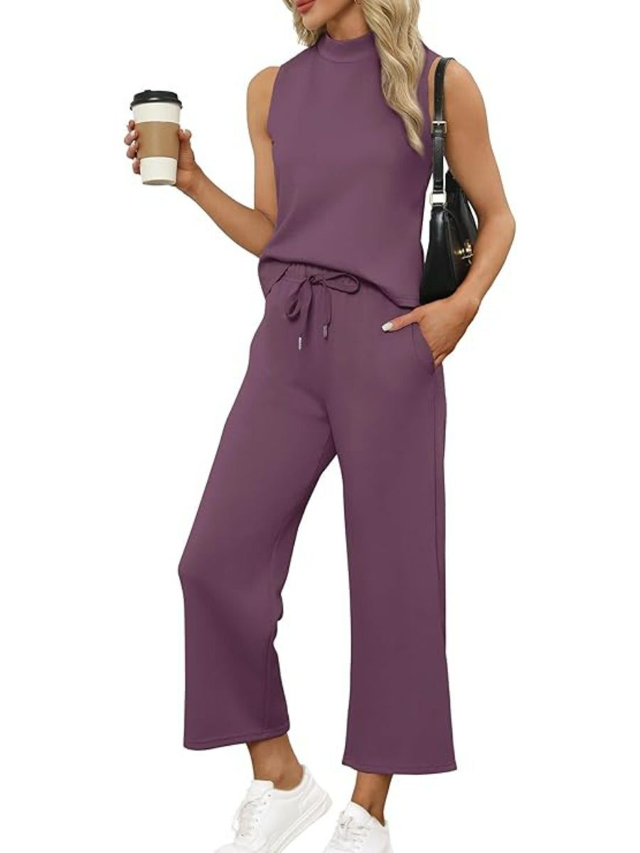 Two Piece Lounge Set With Summer Wide Pants Outfit-My Comfy Blouse