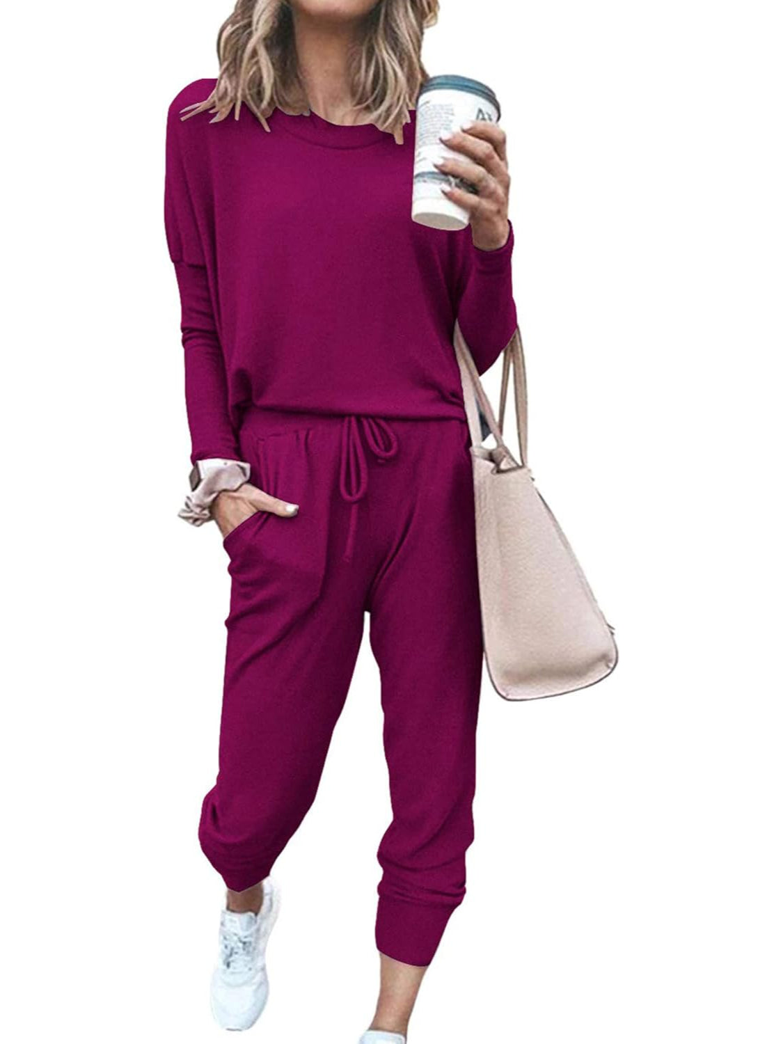 2 Piece Long Sleeve Lounge Outfit Set-My Comfy Blouse