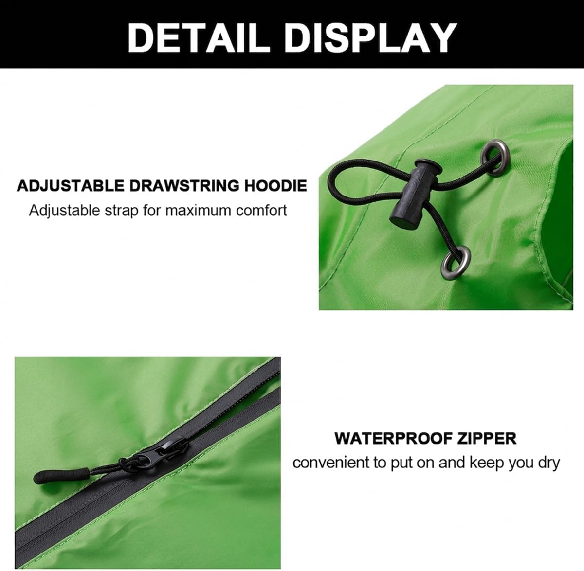 Waterproof Hooded Rain Poncho Jacket with Pocket for Adults