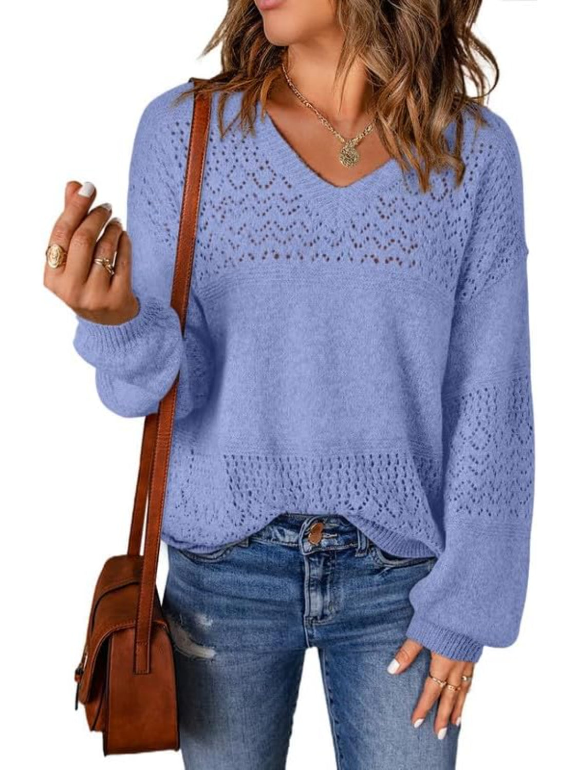 Casual Long Sleeve Knit Pullover Sweater-My Comfy Blouse