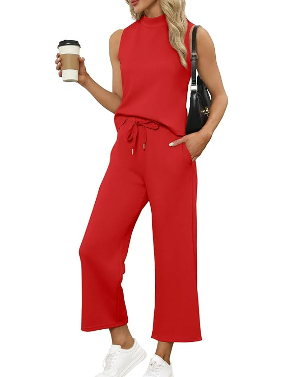 Two Piece Lounge Set With Summer Wide Pants Outfit-My Comfy Blouse