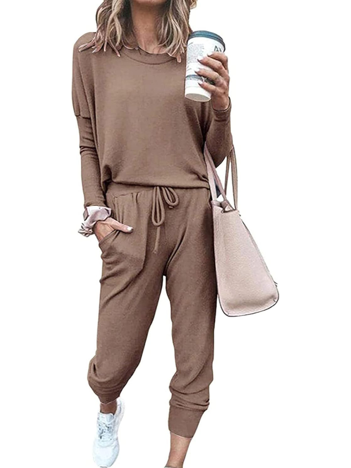 2 Piece Long Sleeve Lounge Outfit Set-My Comfy Blouse