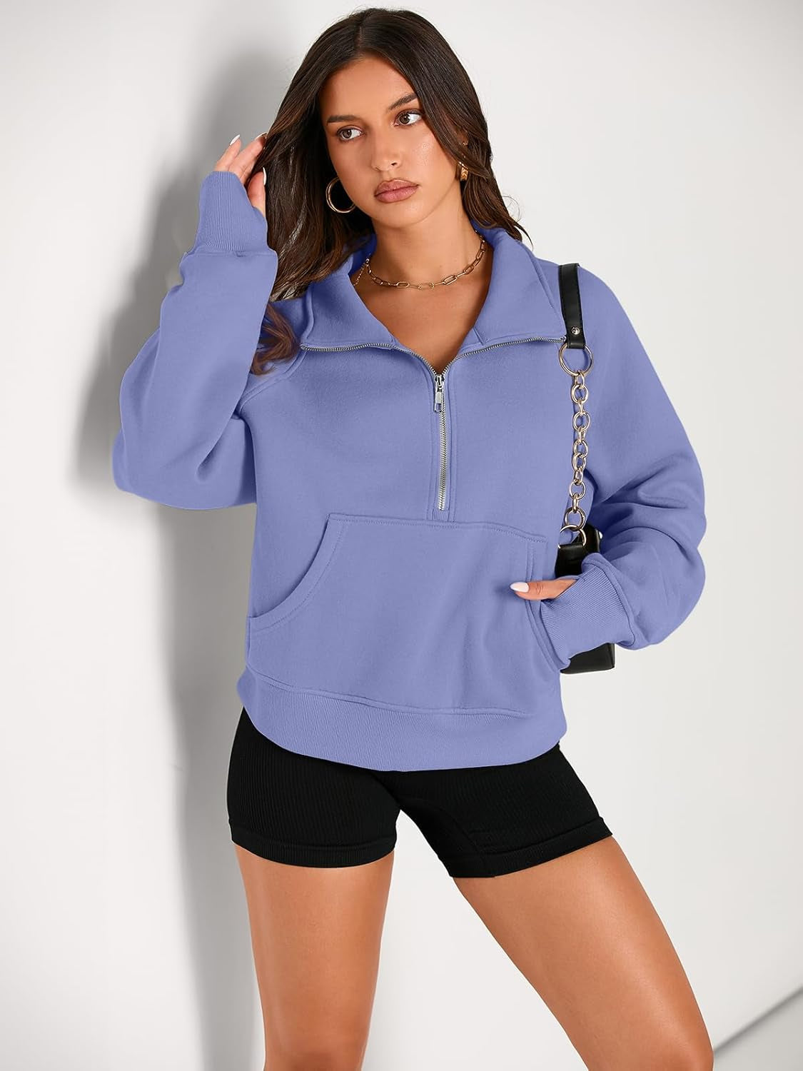 Cozy Half Zip Cropped Pullover Top-My Comfy Blouse