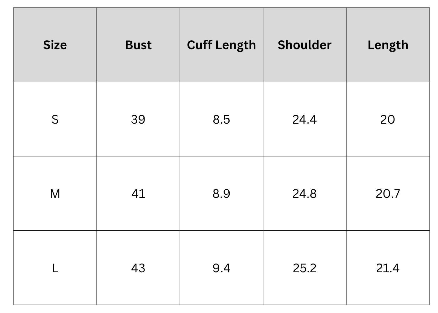 Size Chart