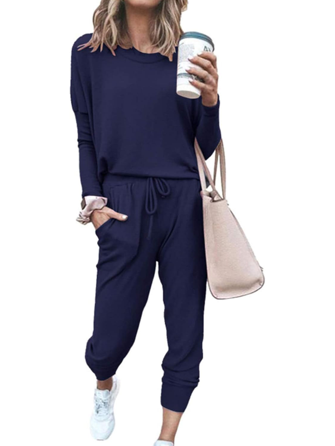 2 Piece Long Sleeve Lounge Outfit Set-My Comfy Blouse