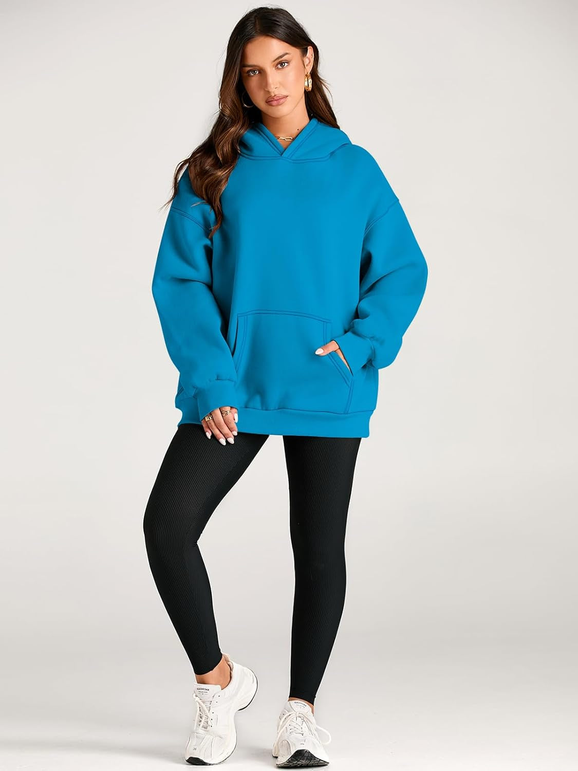 Plain Long Sleeve Fleece Hoodie For Woman-My Comfy Blouse