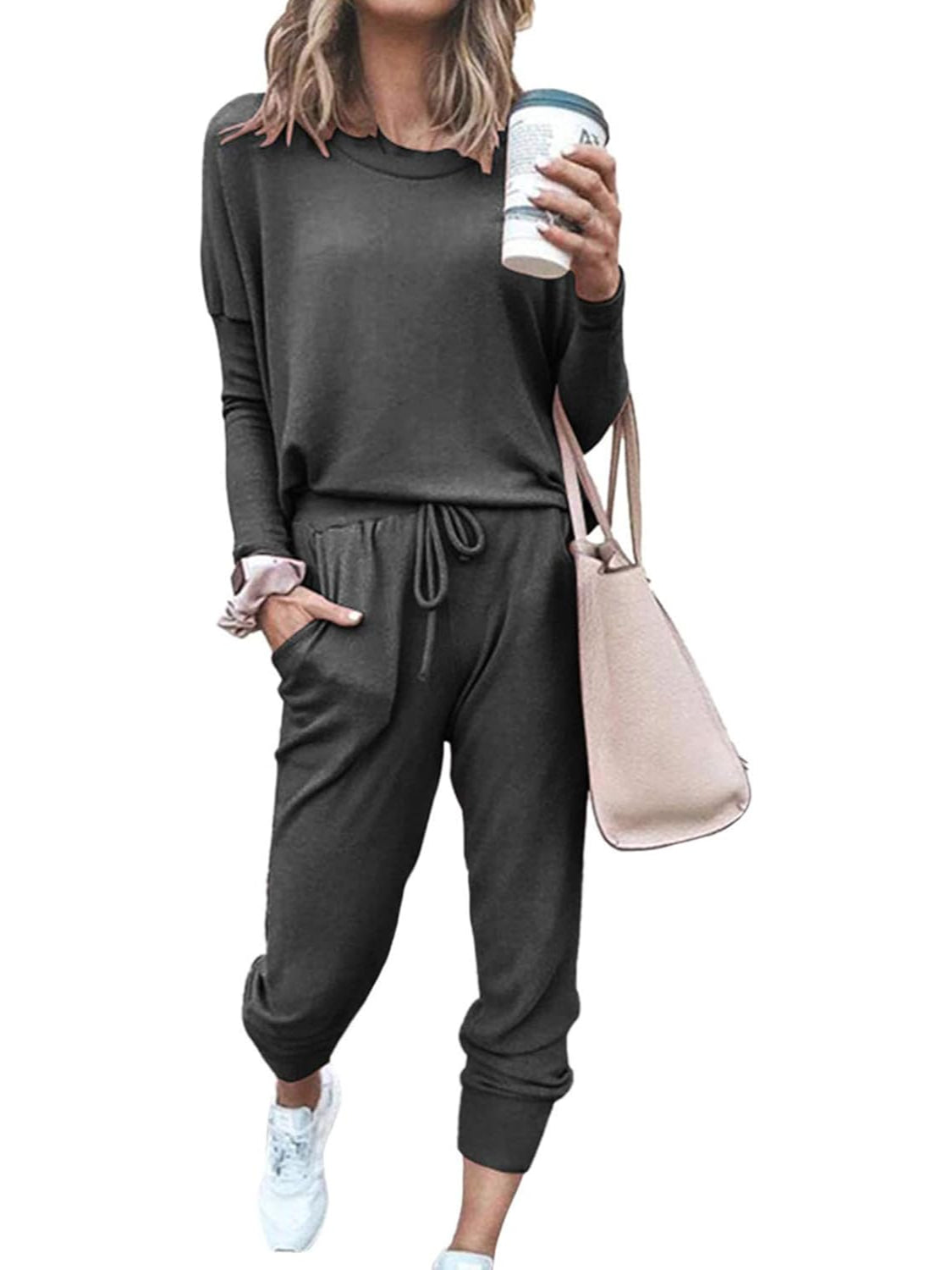 2 Piece Long Sleeve Lounge Outfit Set-My Comfy Blouse