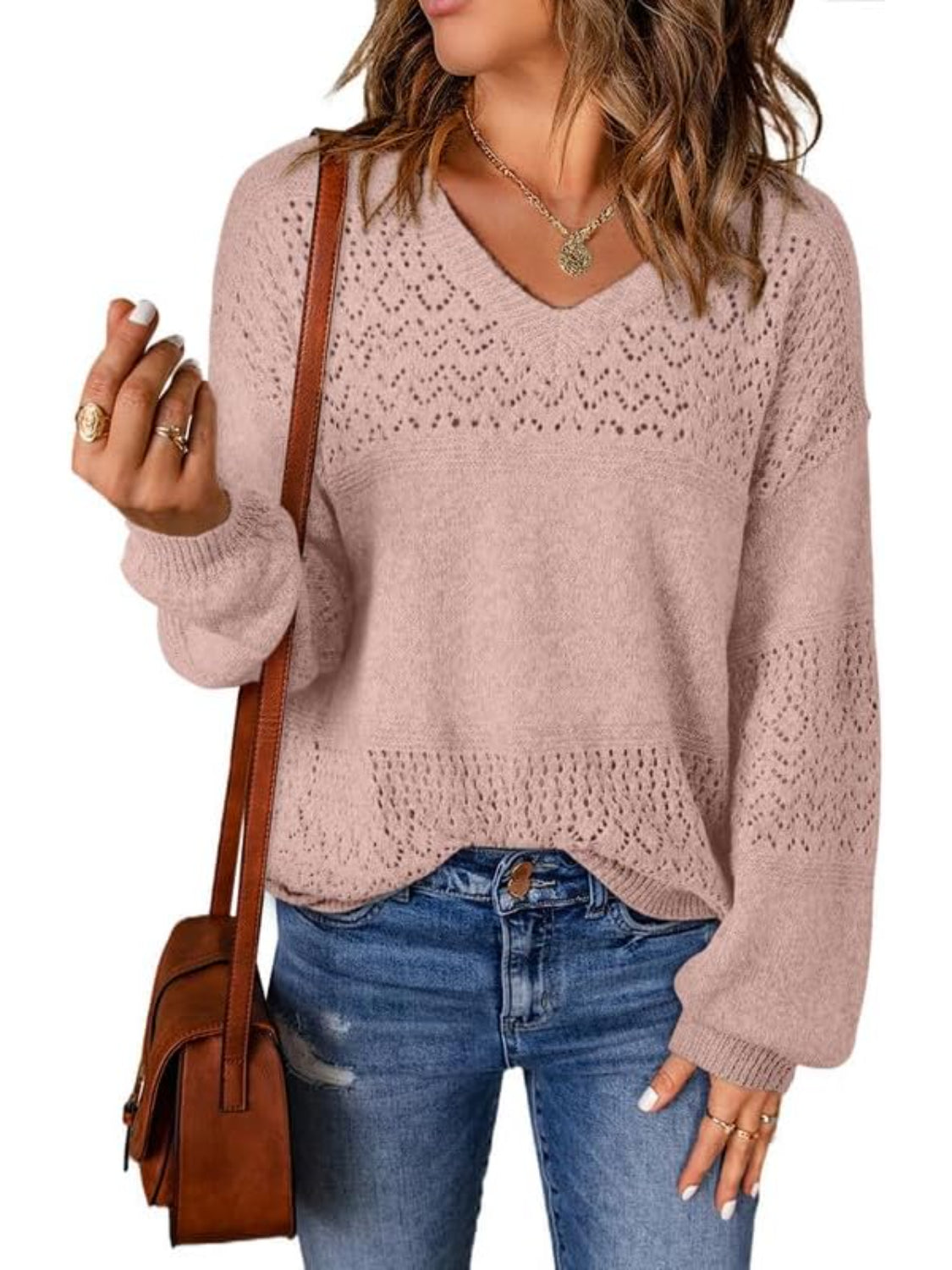 Casual Long Sleeve Knit Pullover Sweater-My Comfy Blouse