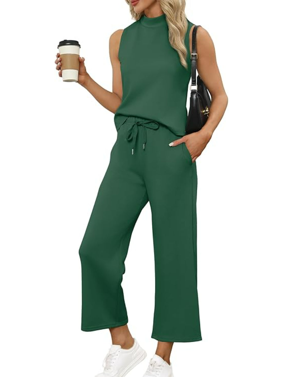Two Piece Lounge Set With Summer Wide Pants Outfit-My Comfy Blouse