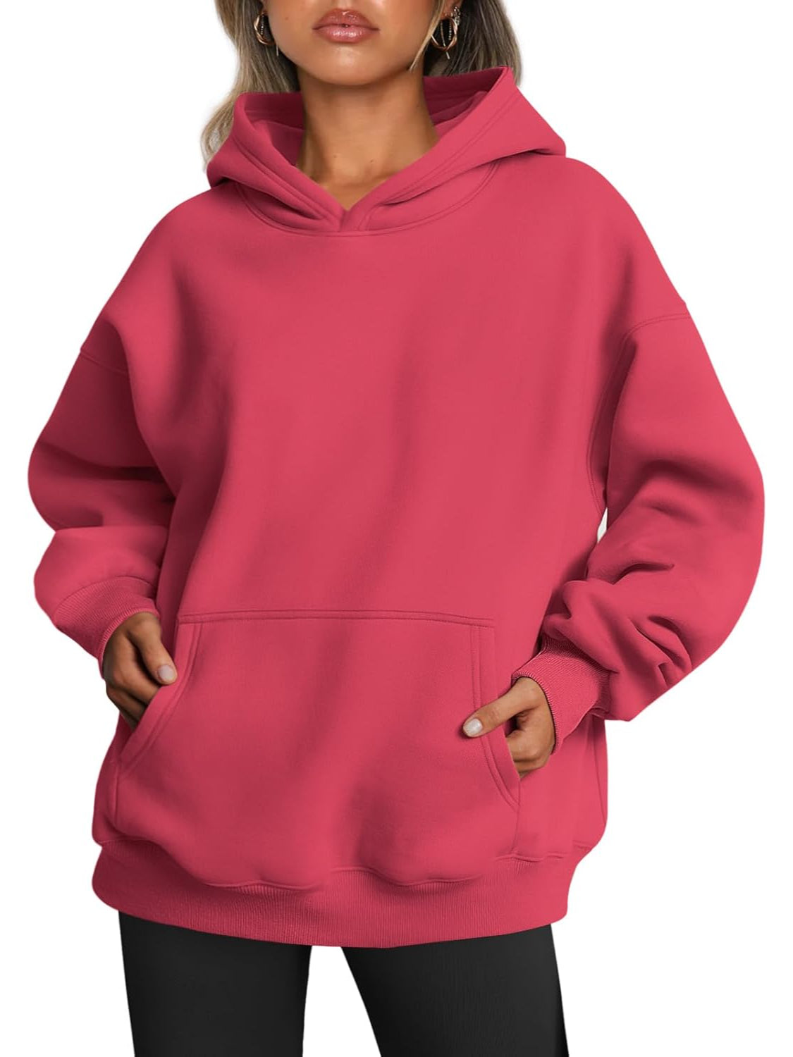 Plain Long Sleeve Fleece Hoodie For Woman-My Comfy Blouse