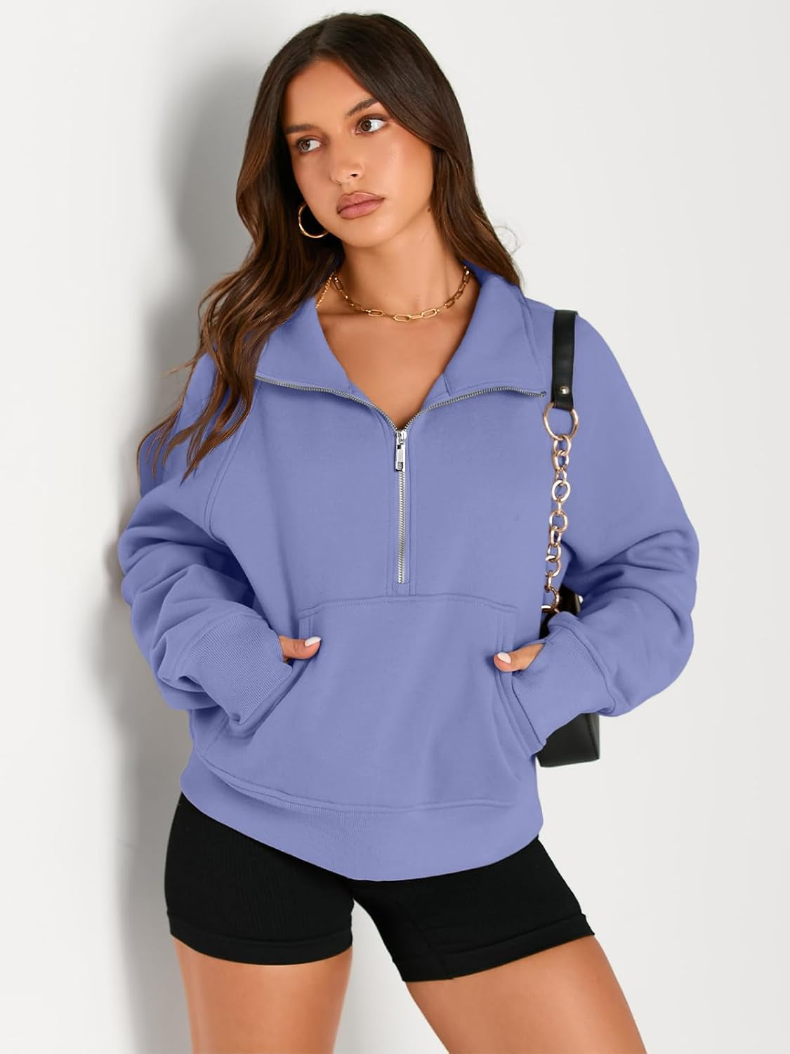 Cozy Half Zip Cropped Pullover Top-My Comfy Blouse