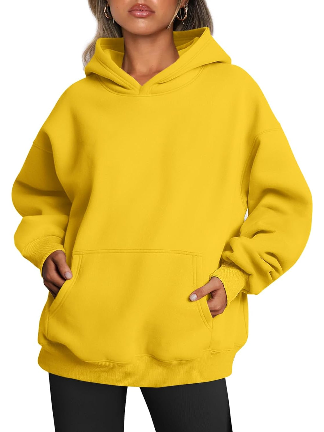 Plain Long Sleeve Fleece Hoodie For Woman-My Comfy Blouse