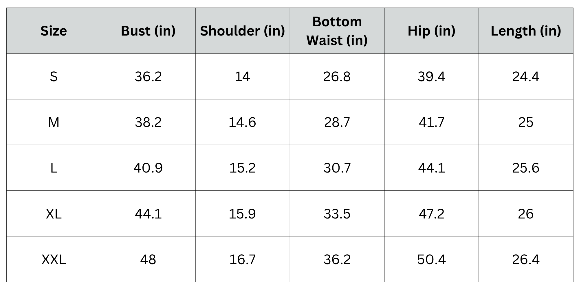 Size Chart