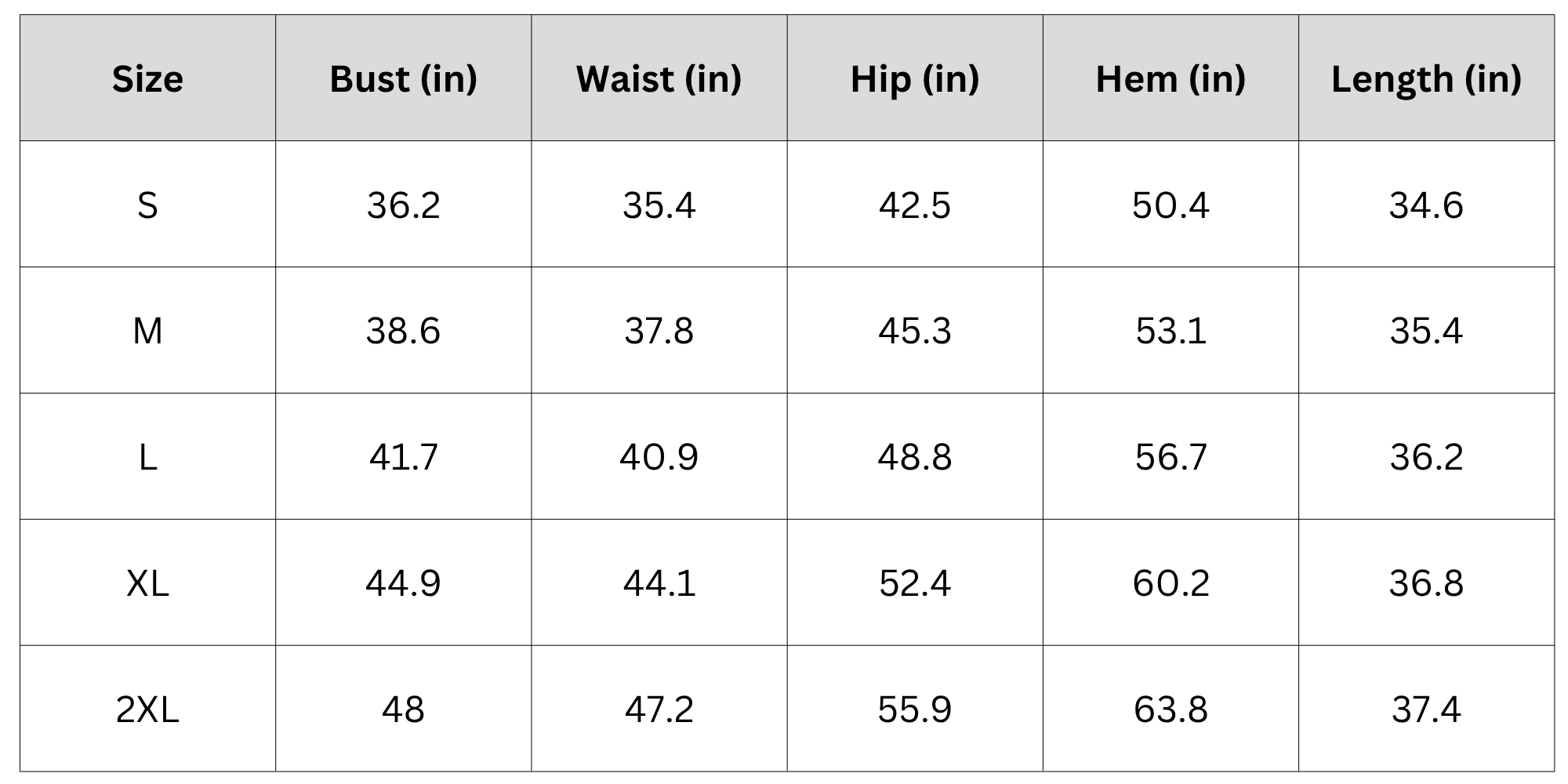 Size Chart