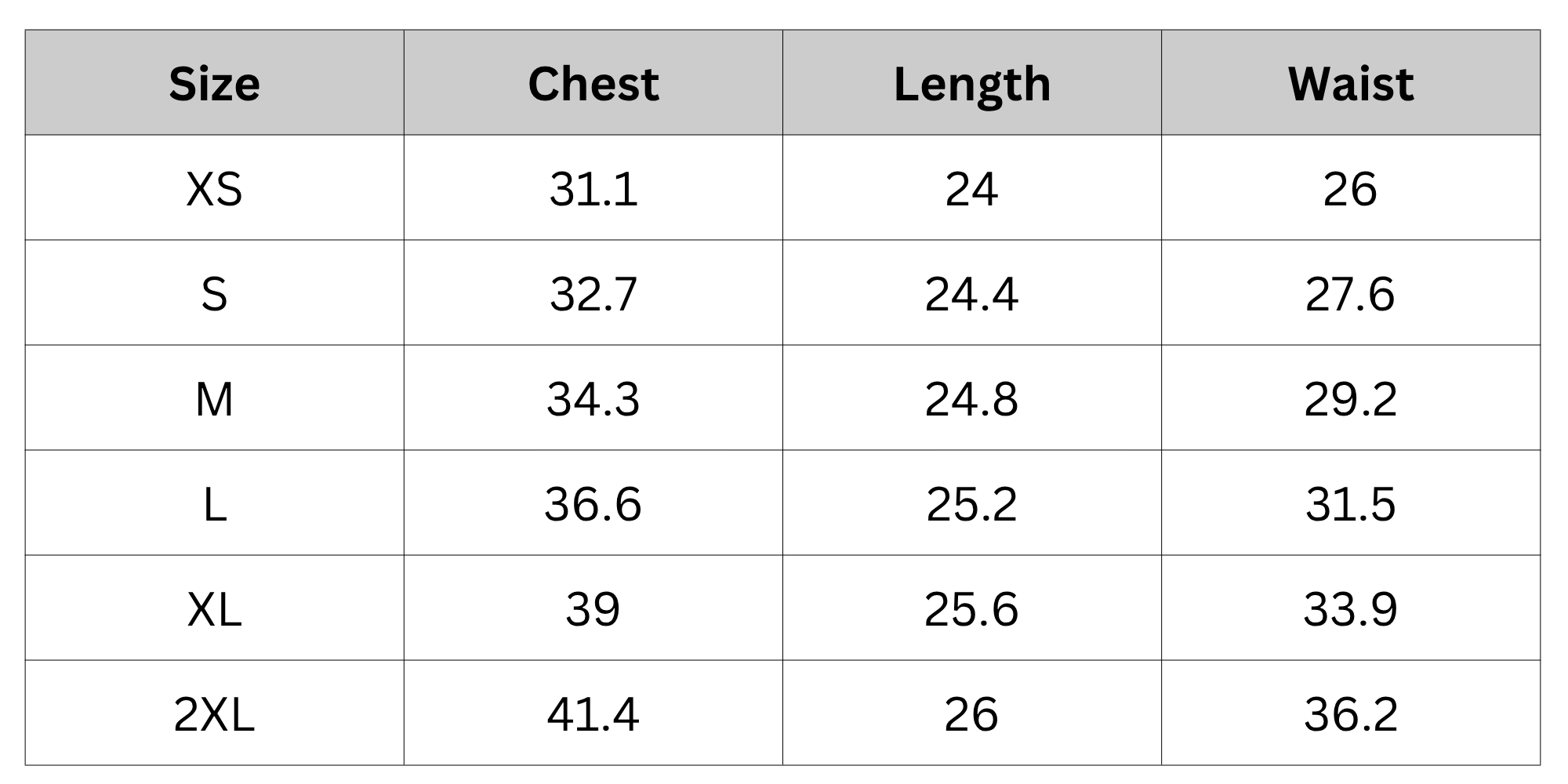 Size Chart