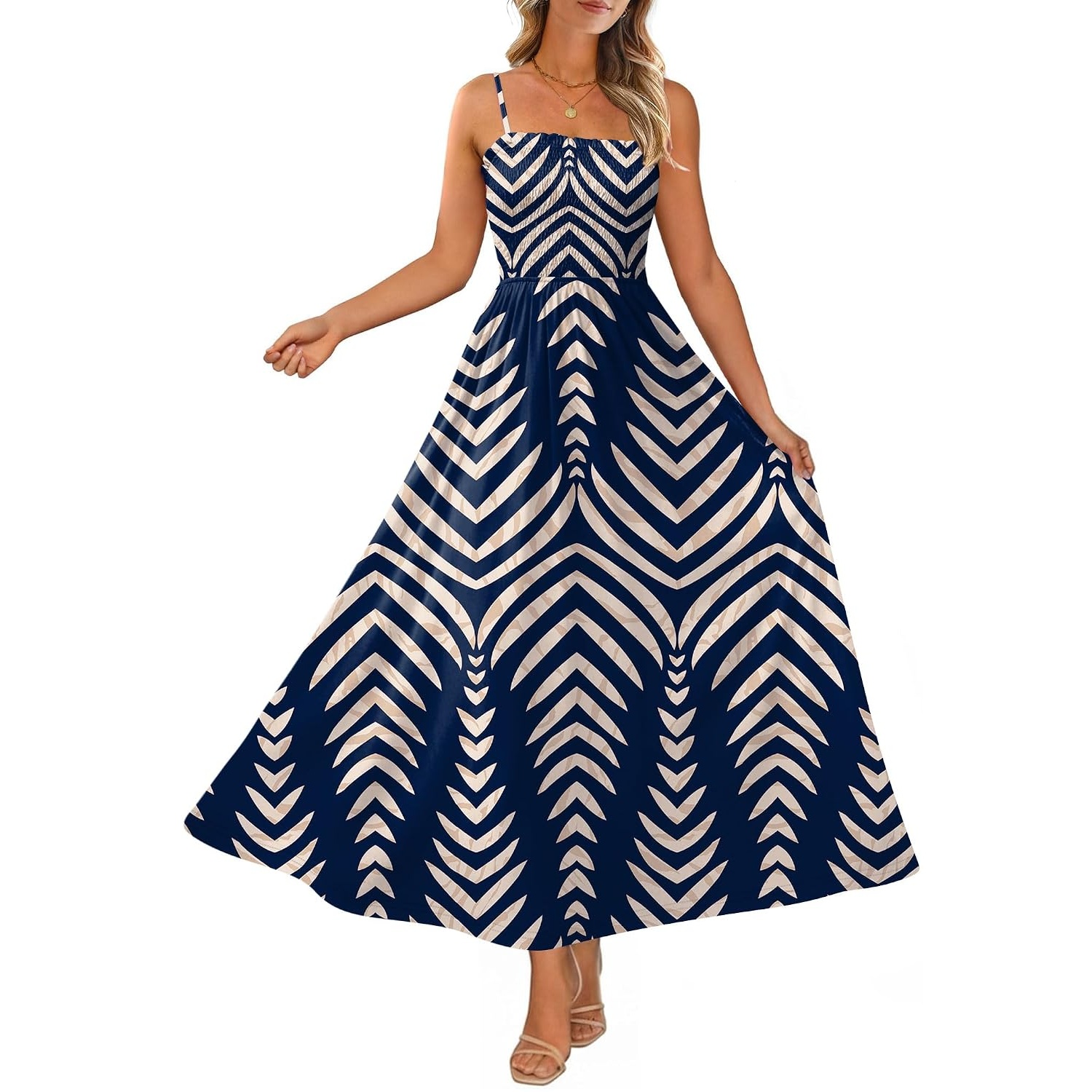 Casual Boho Spaghetti Smocked Sundresses For Women