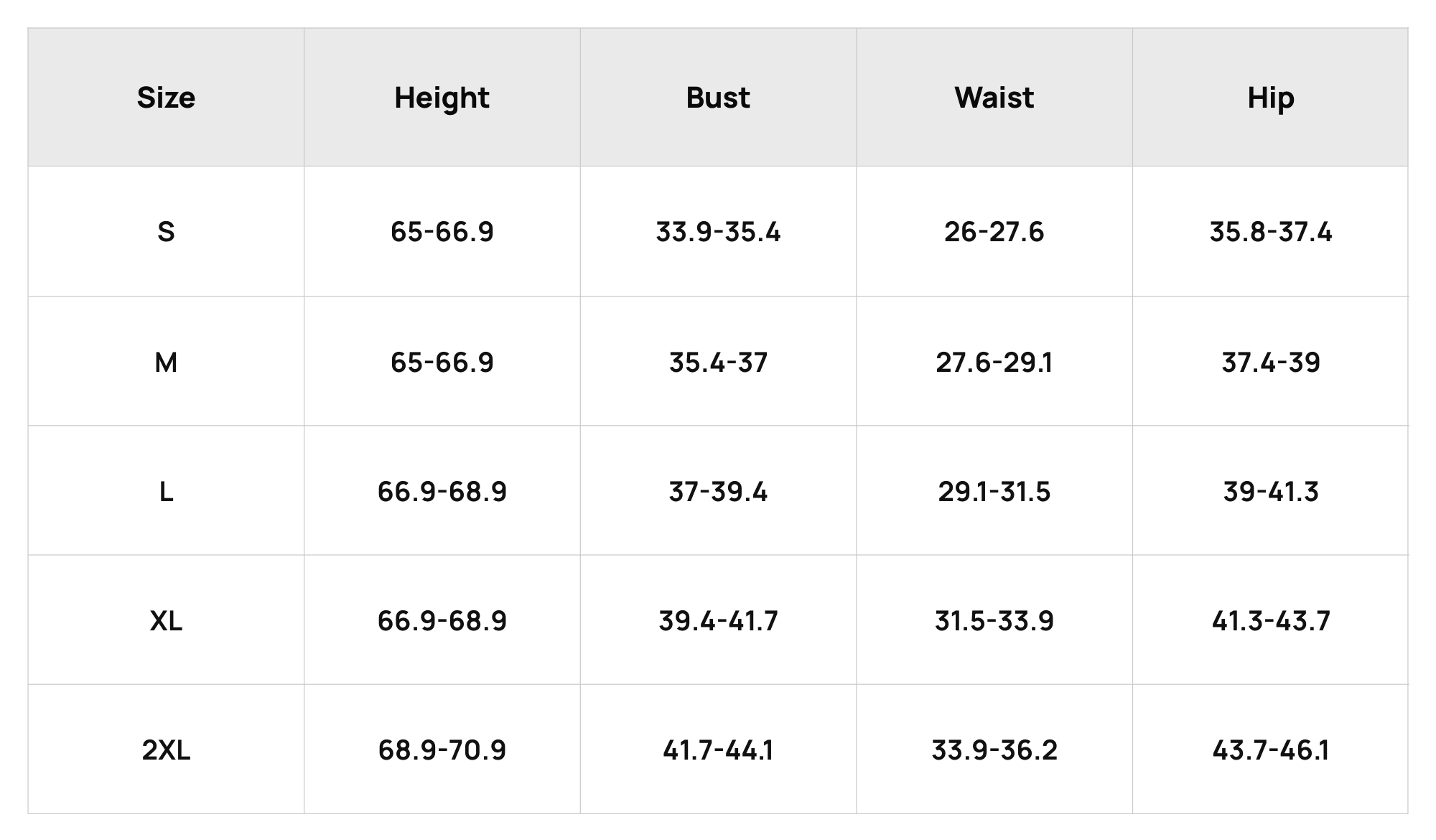 Size Chart